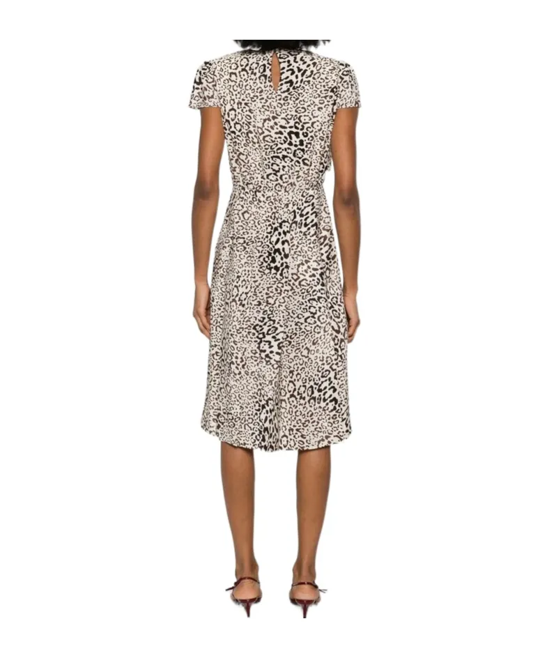 Leopard-Print Pleated Midi Dress