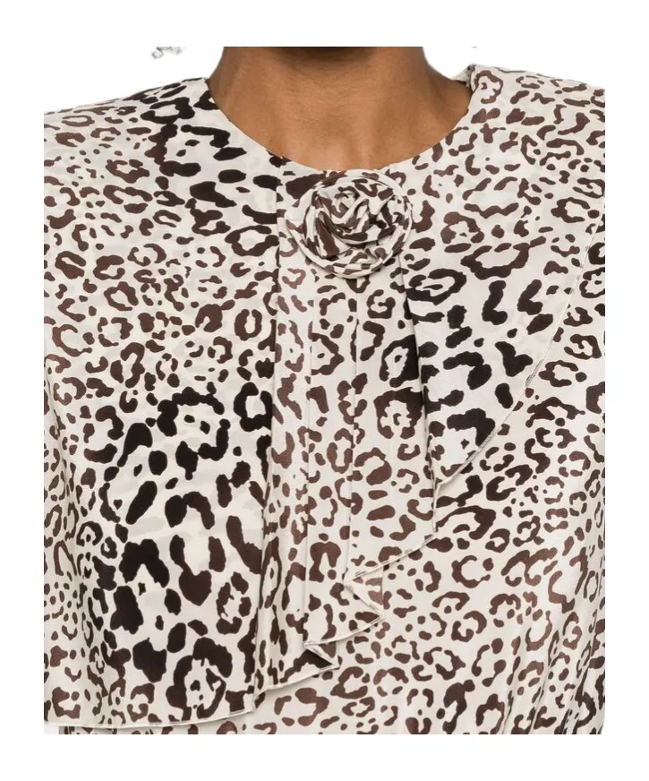 Leopard-Print Pleated Midi Dress