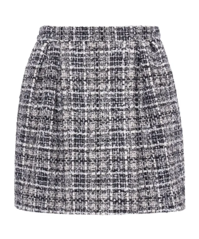 Plaid Lulex Tweed Mini Skirt