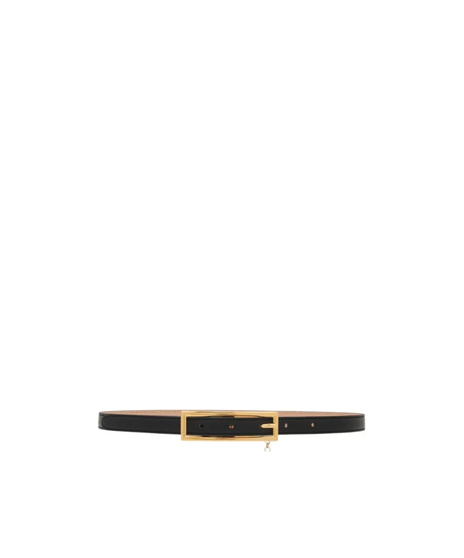 Logo Charm Buckle Slim Belt