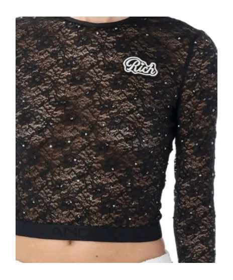 Long-Sleeved Crewneck Laced T-Shirt