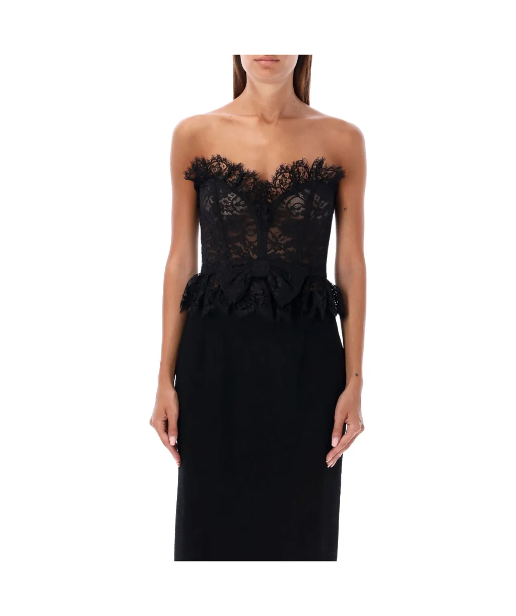 Bow Off-Shoulder Lace Bustier Top
