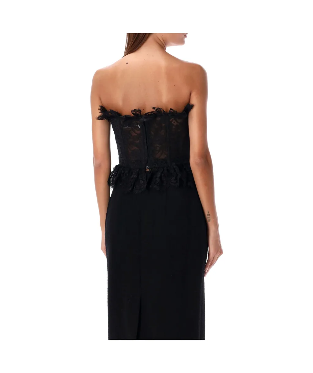 Bow Off-Shoulder Lace Bustier Top