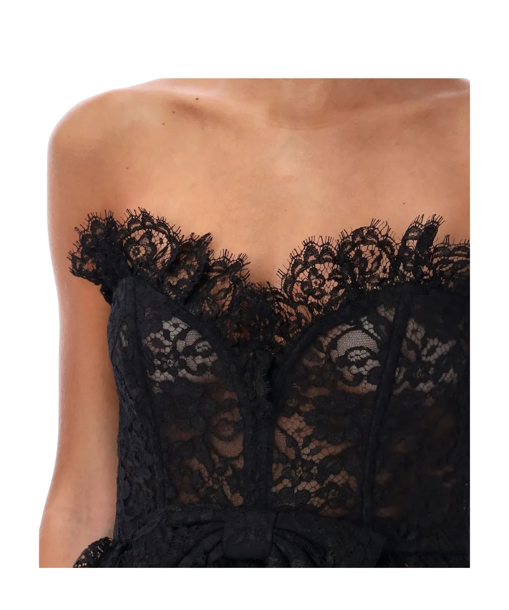 Bow Off-Shoulder Lace Bustier Top