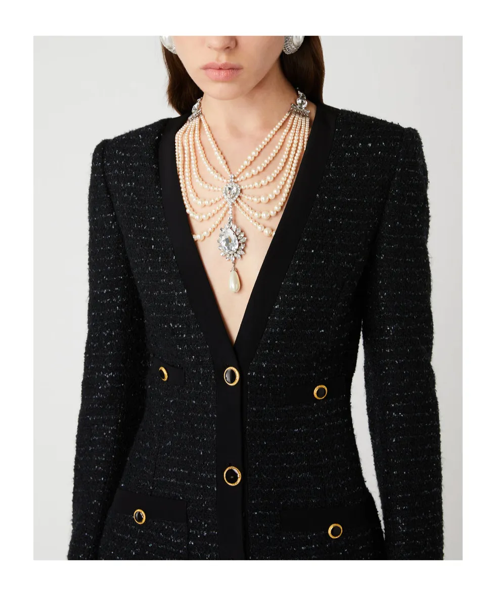 Jwl Buttoned Sequinned Tweed Dress