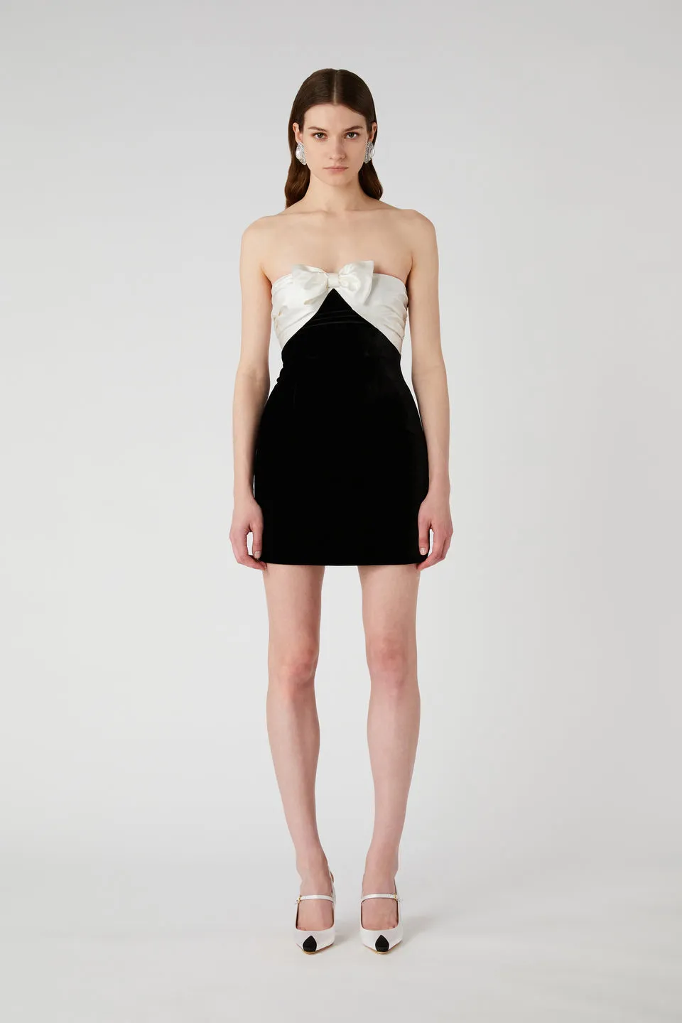 Duchesse Bow Velvet Bustier Mini Dress