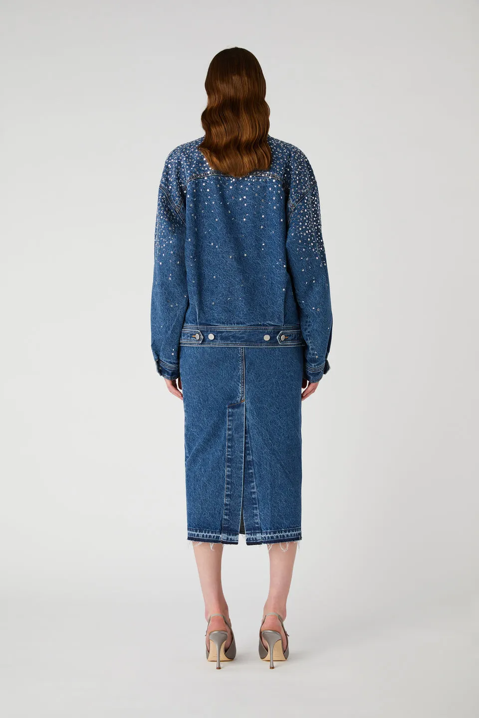 Crystal-Embellished Denim Jacket
