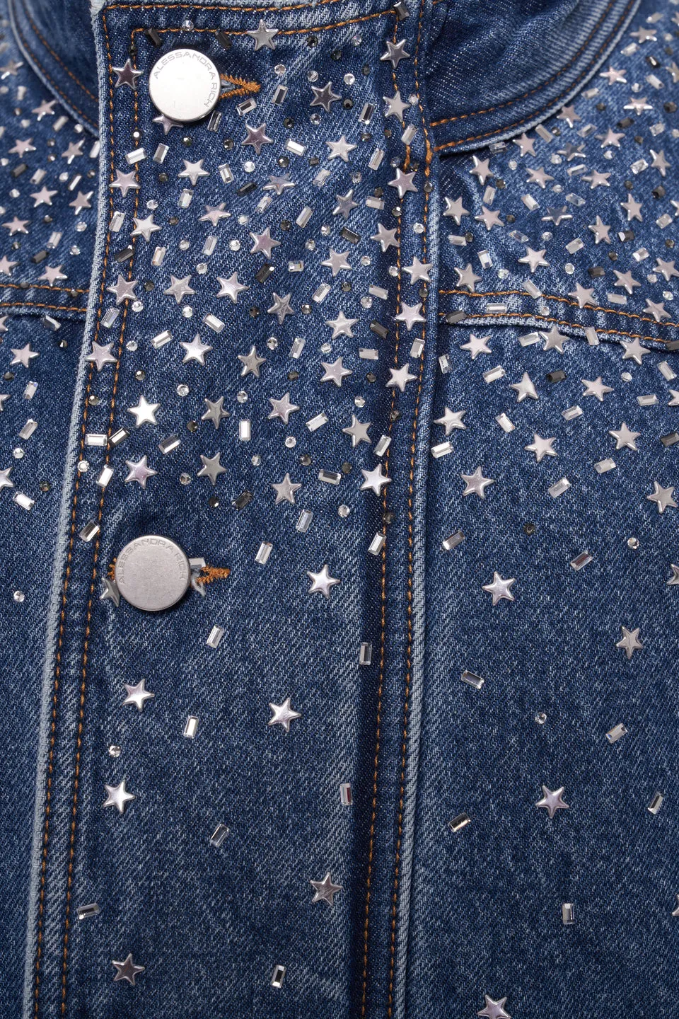 Crystal-Embellished Denim Jacket
