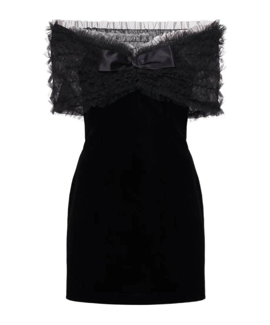 Velvet Ruched Off The Shoulder Mini Dress