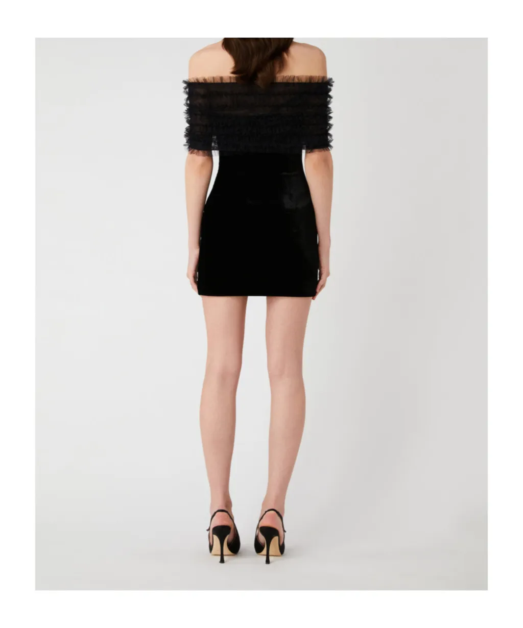Velvet Ruched Off The Shoulder Mini Dress
