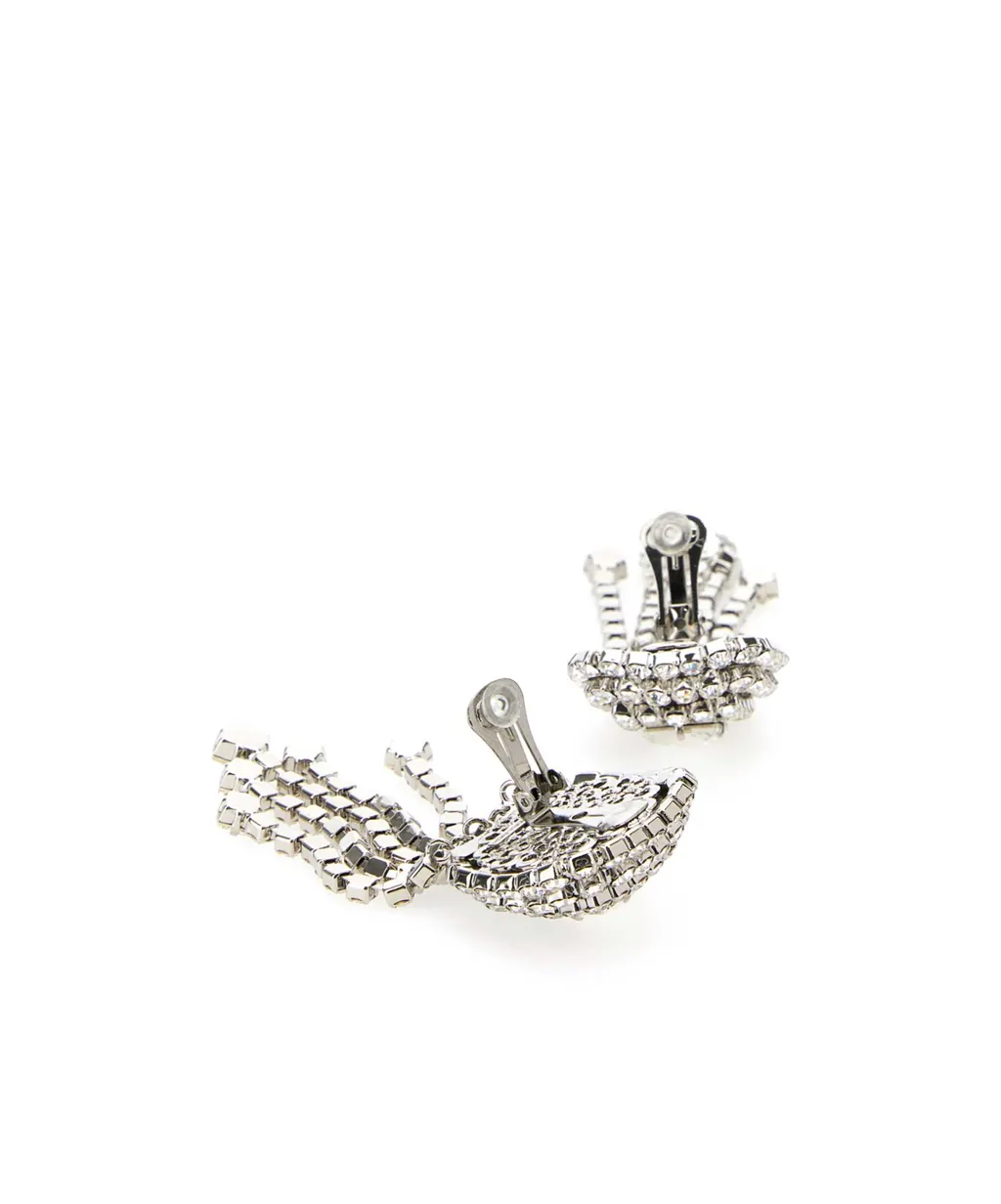 Square Embellished Fringe Detailed Earrings