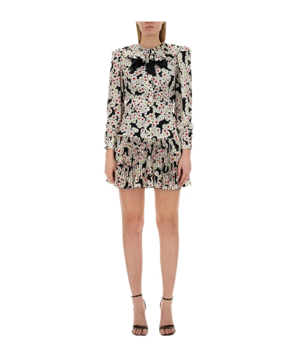 Daisy-Printed Pleated Dress