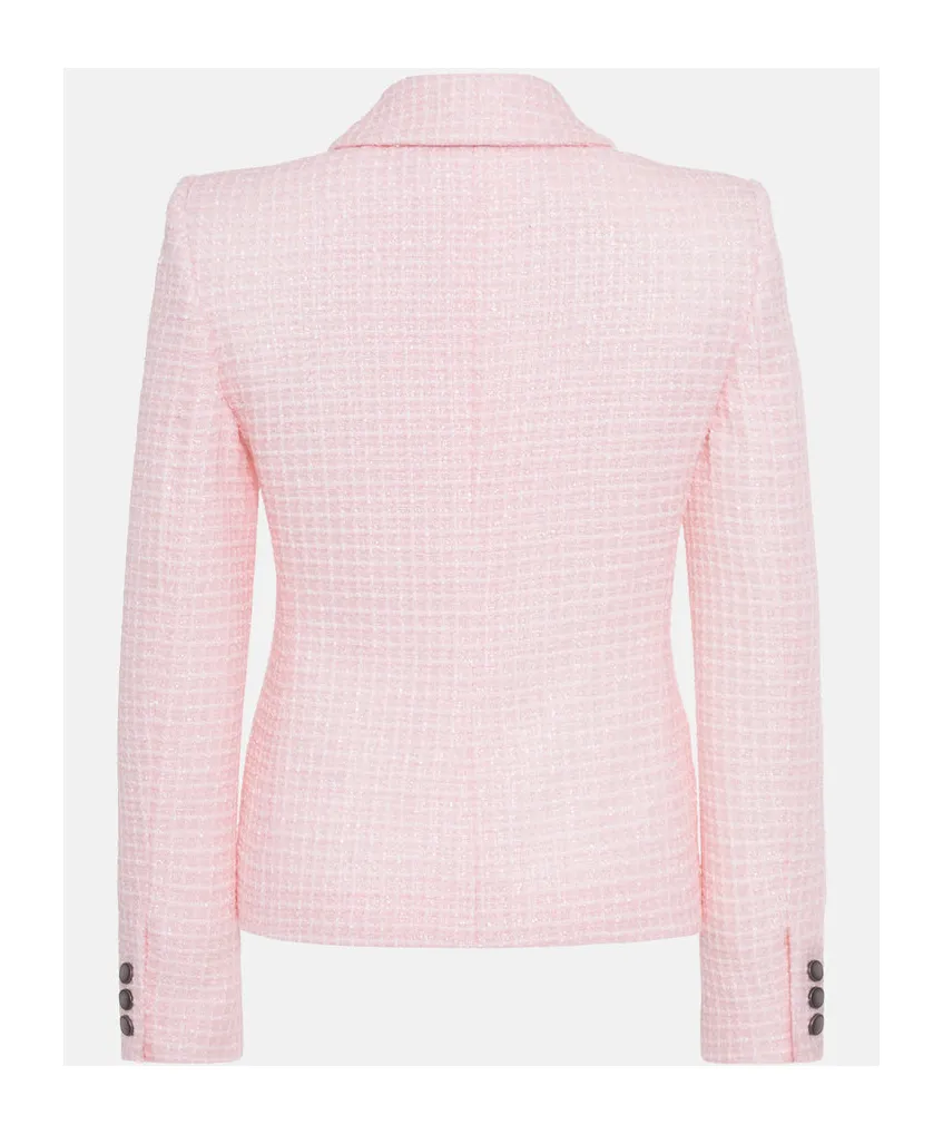 Check Pattern Embellished Tweed Blazer