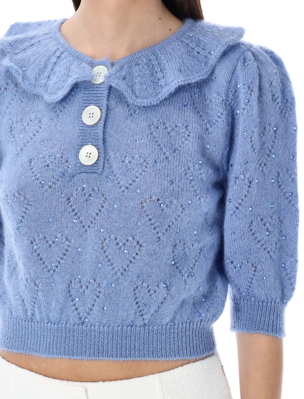 Crystal Embellished Short Sweater