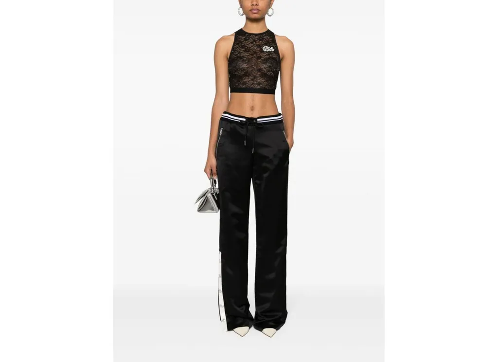 Sleeveless Cropped Laced Tank Top