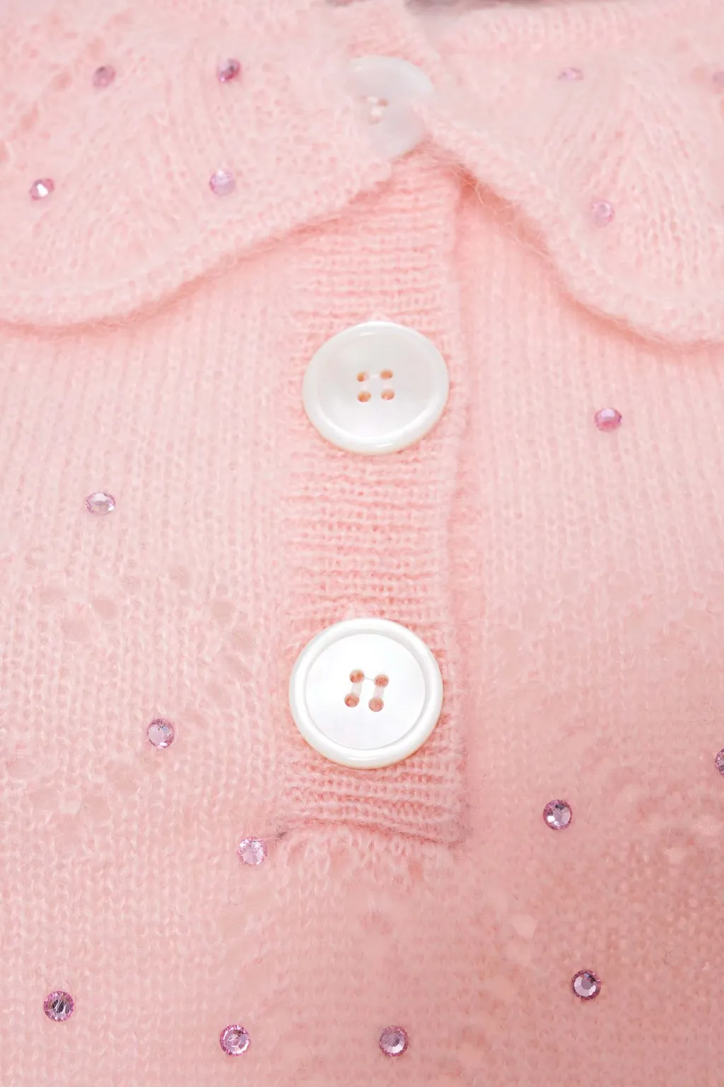 Embellished Short Puff Sleeved Knitted Top