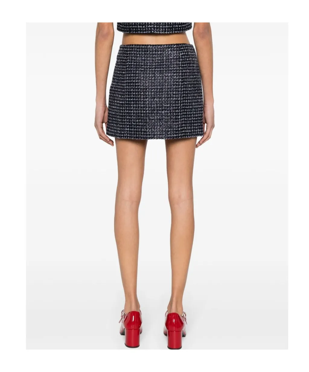 Metallic-Threading Tweed Skirt