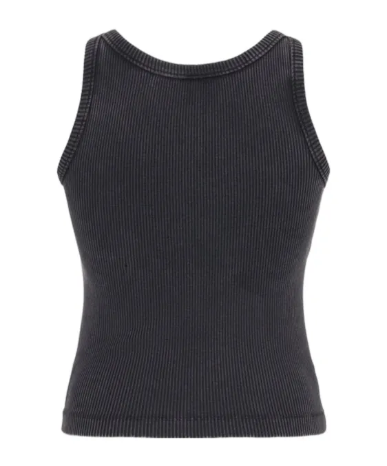 Logo-Patch Sleeveless Ribbed Tank Top