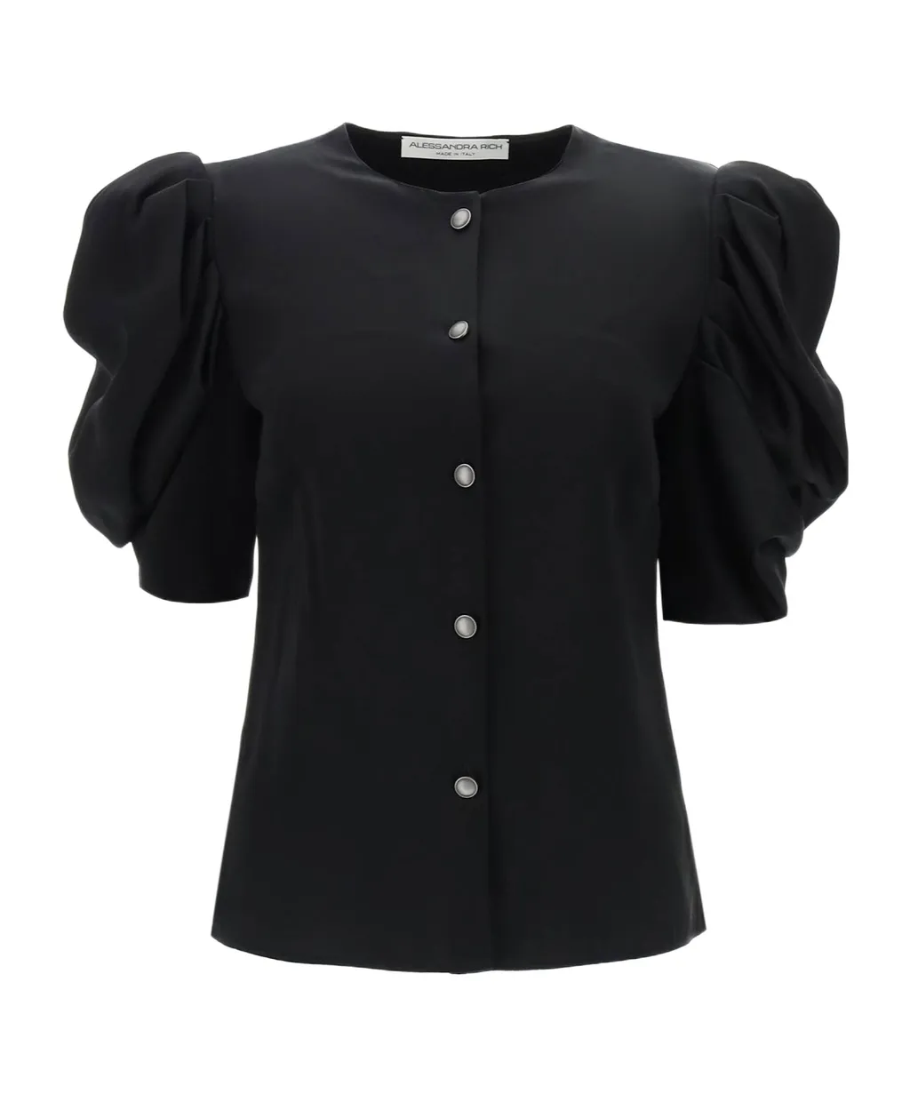 Round-Neck Puff-Sleeved Shirt