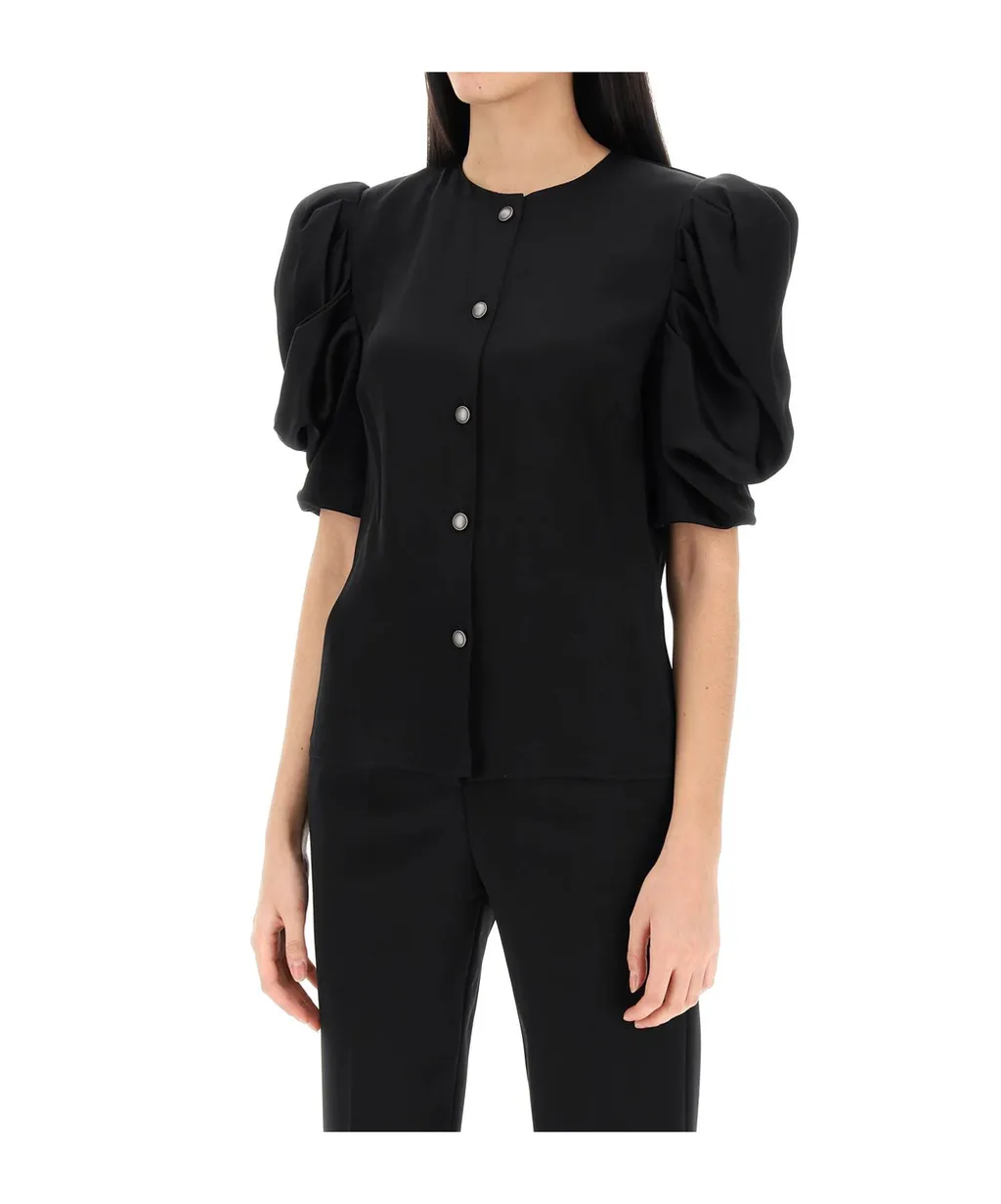 Round-Neck Puff-Sleeved Shirt