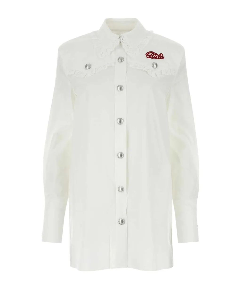 Logo-Patch Straight Hem Mini Shirt Dress