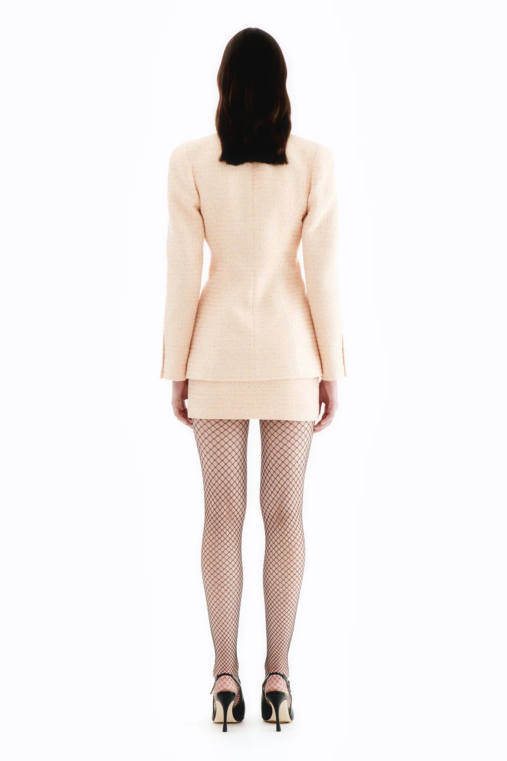 Double Breasted V-Neck Tweed Jacket