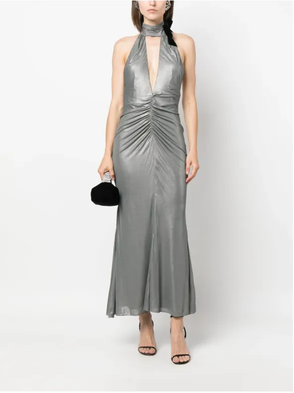 Halterneck Open-Back Maxi Dress