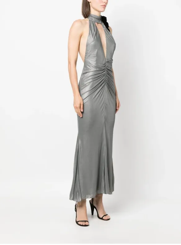 Halterneck Open-Back Maxi Dress