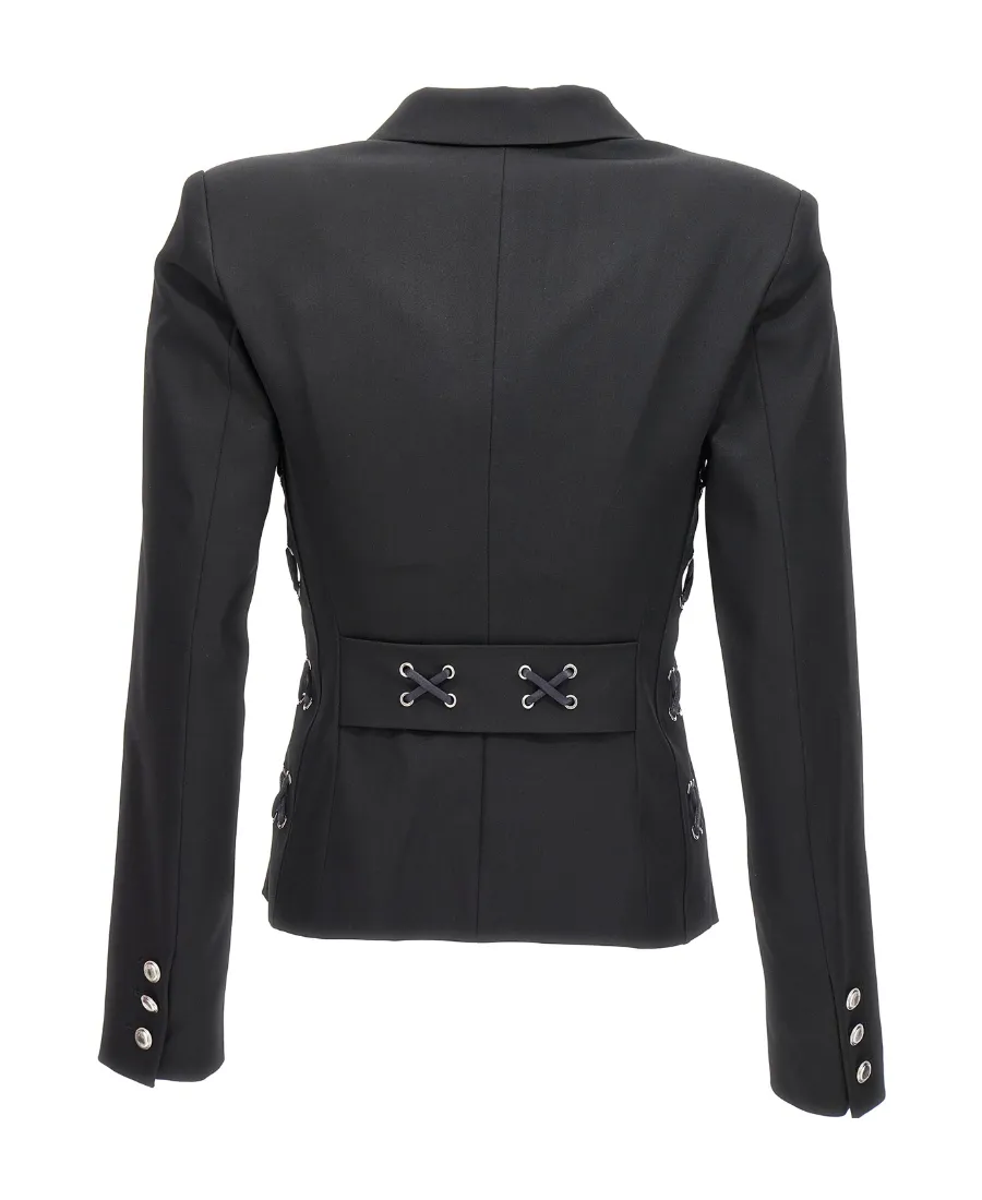 Lace-Up Detailed Single-Breasted Blazer