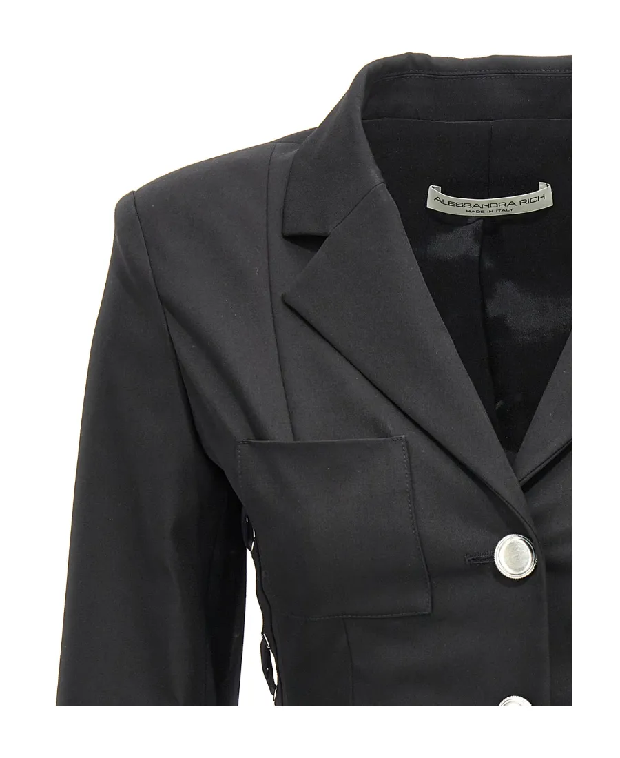 Lace-Up Detailed Single-Breasted Blazer