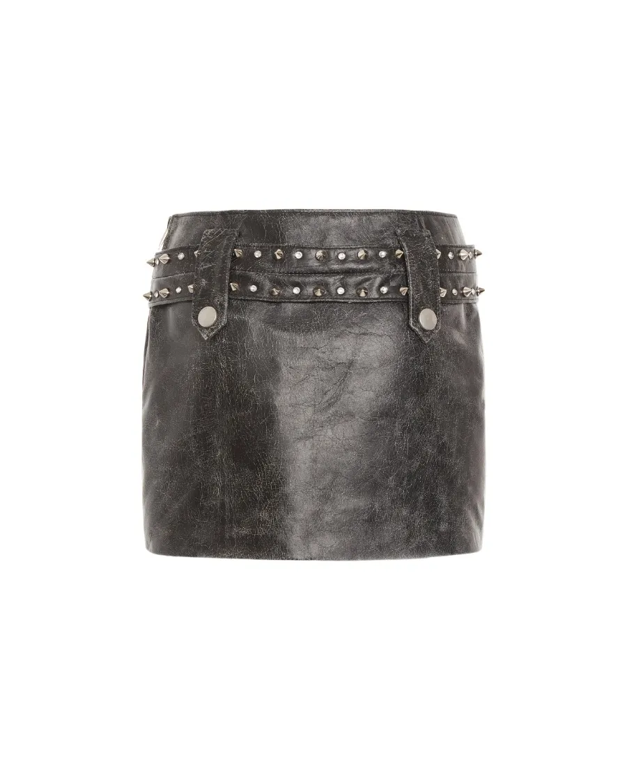 Mid-Rise Belted Mini Skirt