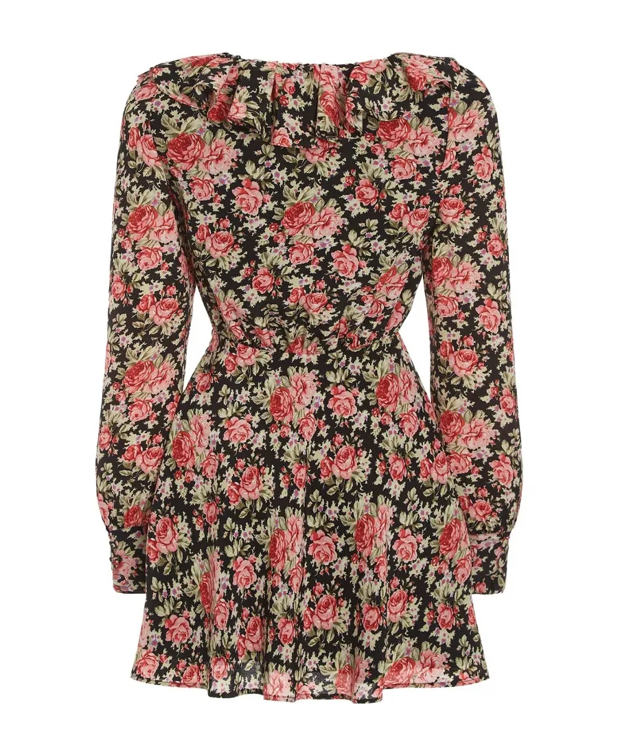 Floral Print Bow-Embellished Minidress