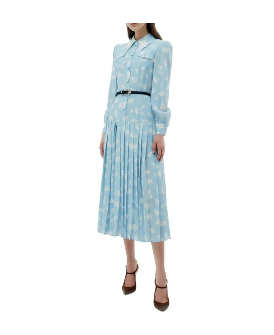 Daisy-Print Silk Shirt Dress