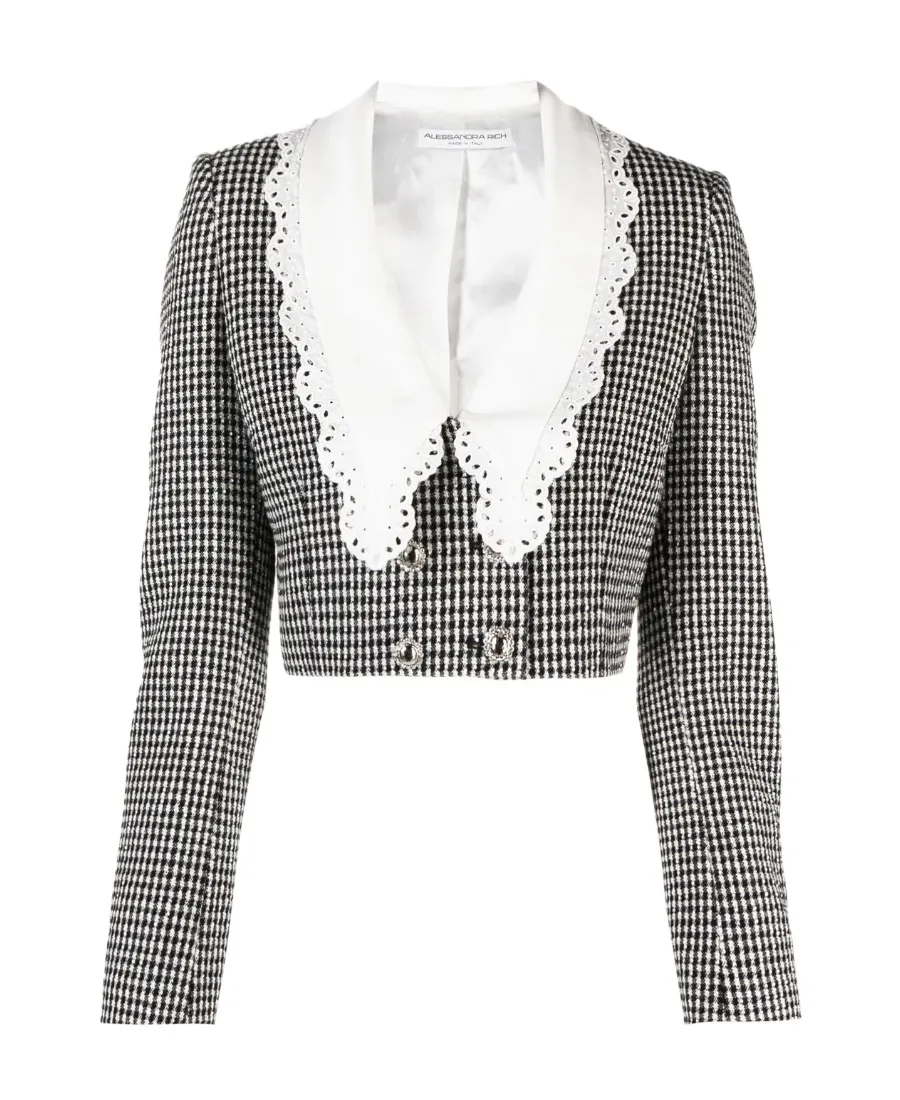 Peter Pan Collar Gingham Blazer