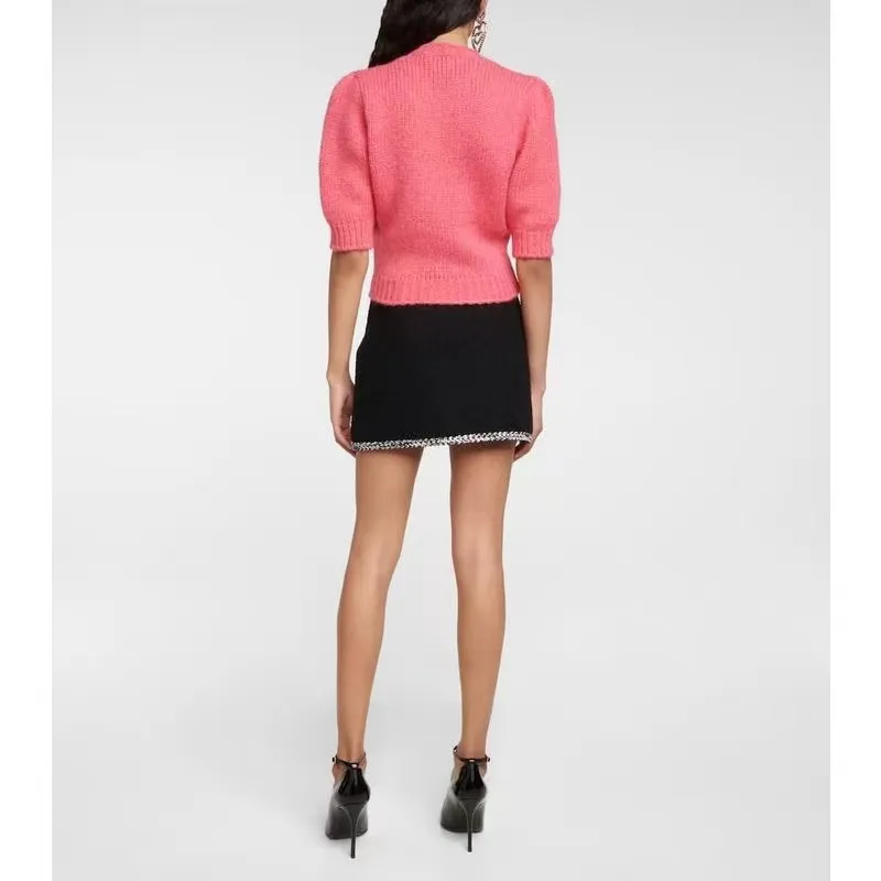 Short-Sleeved Open-Knit Jumper