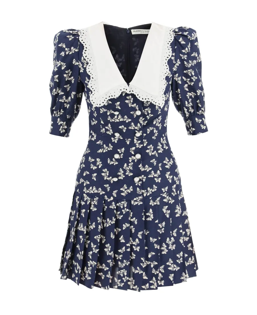 Butterfly-Print Flared Minidress