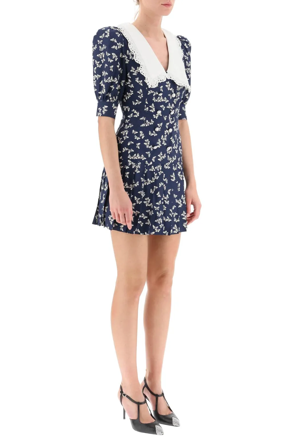 Butterfly-Print Flared Minidress