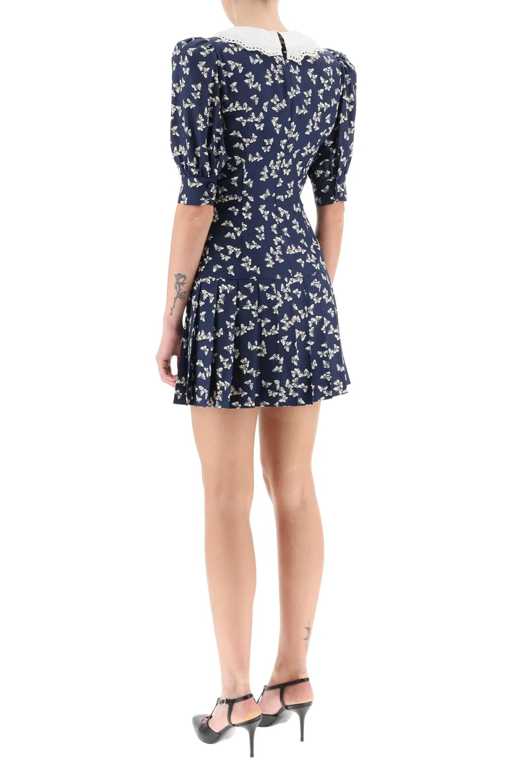 Butterfly-Print Flared Minidress