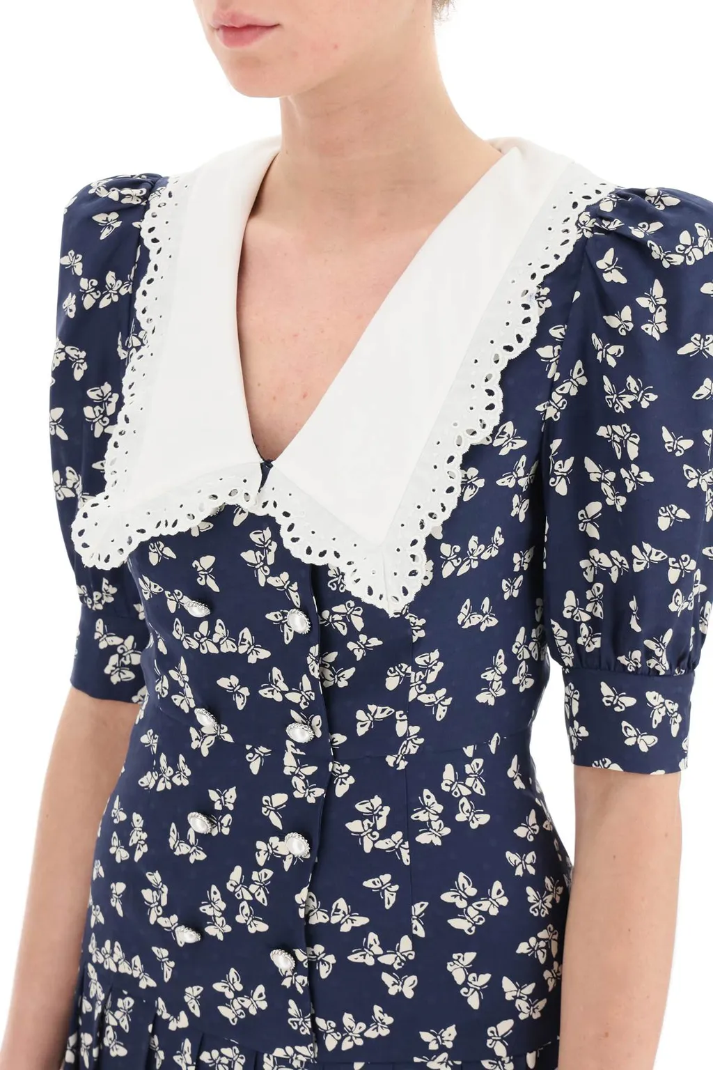 Butterfly-Print Flared Minidress