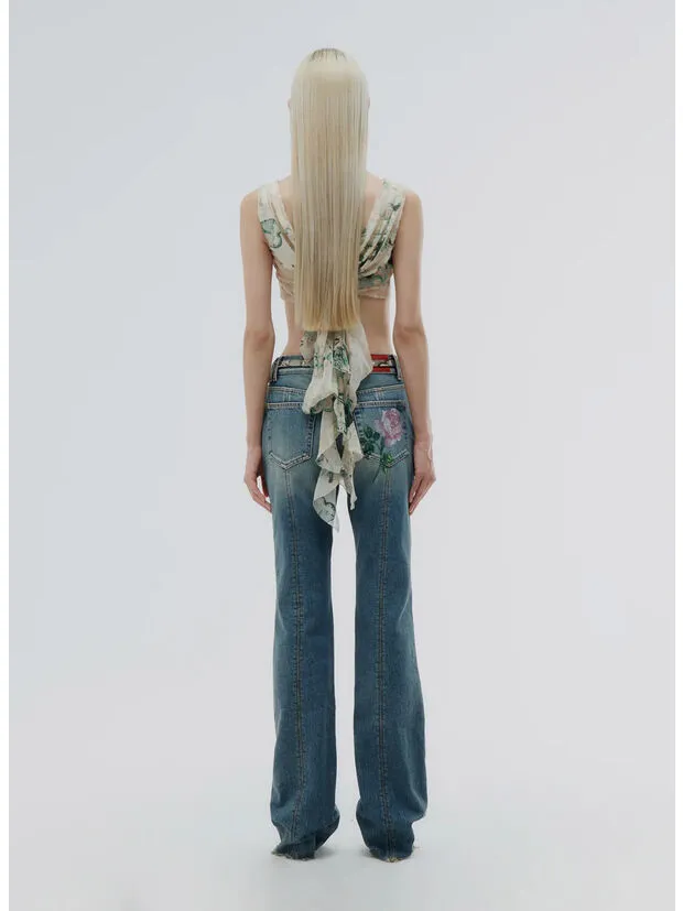 Slim Fitted Flared Denim Jeans