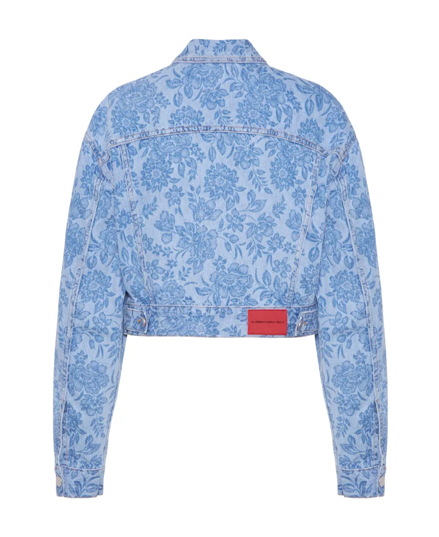 Flower Printed Denim Jacket