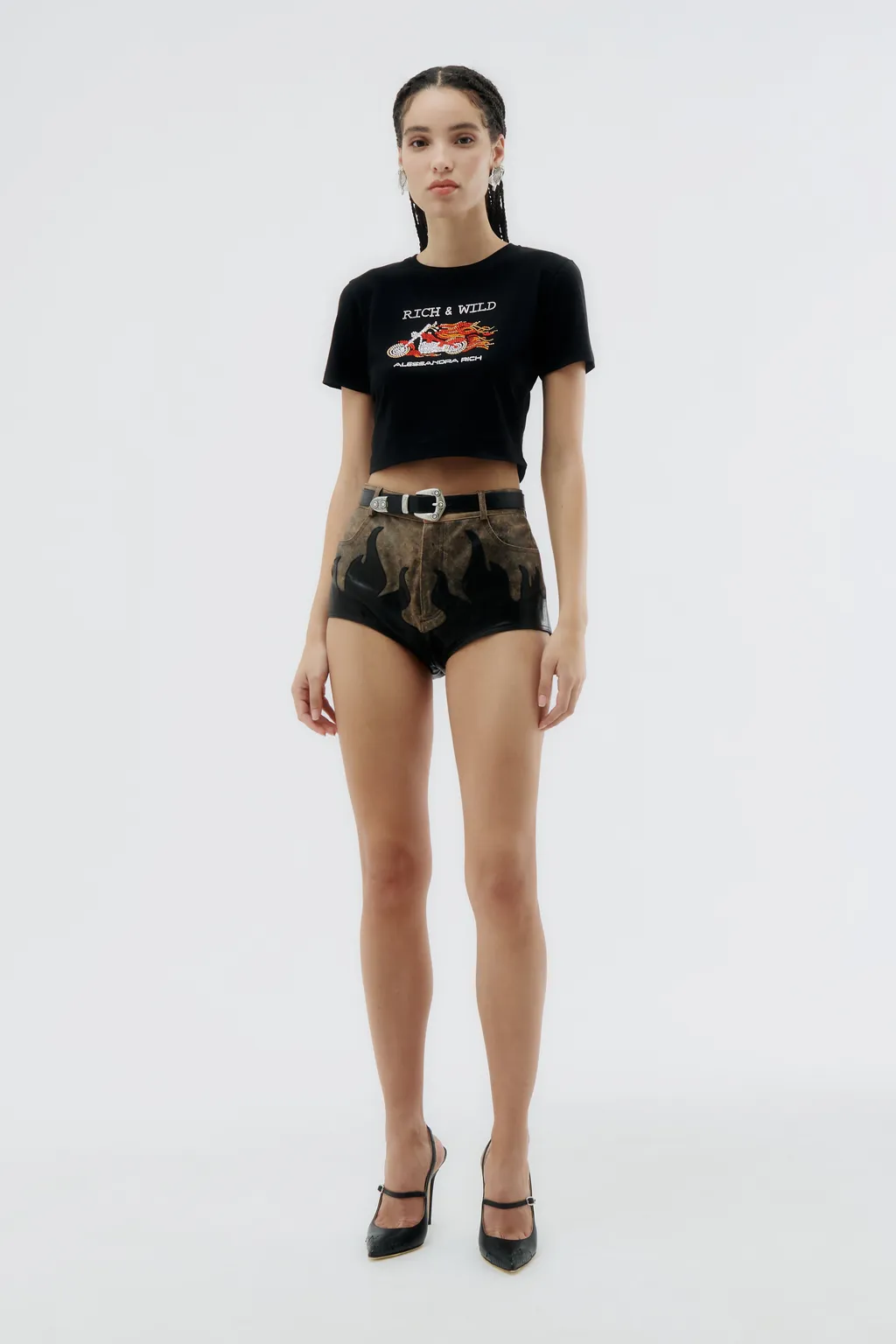 Crystal-Embellished Cropped T-Shirt