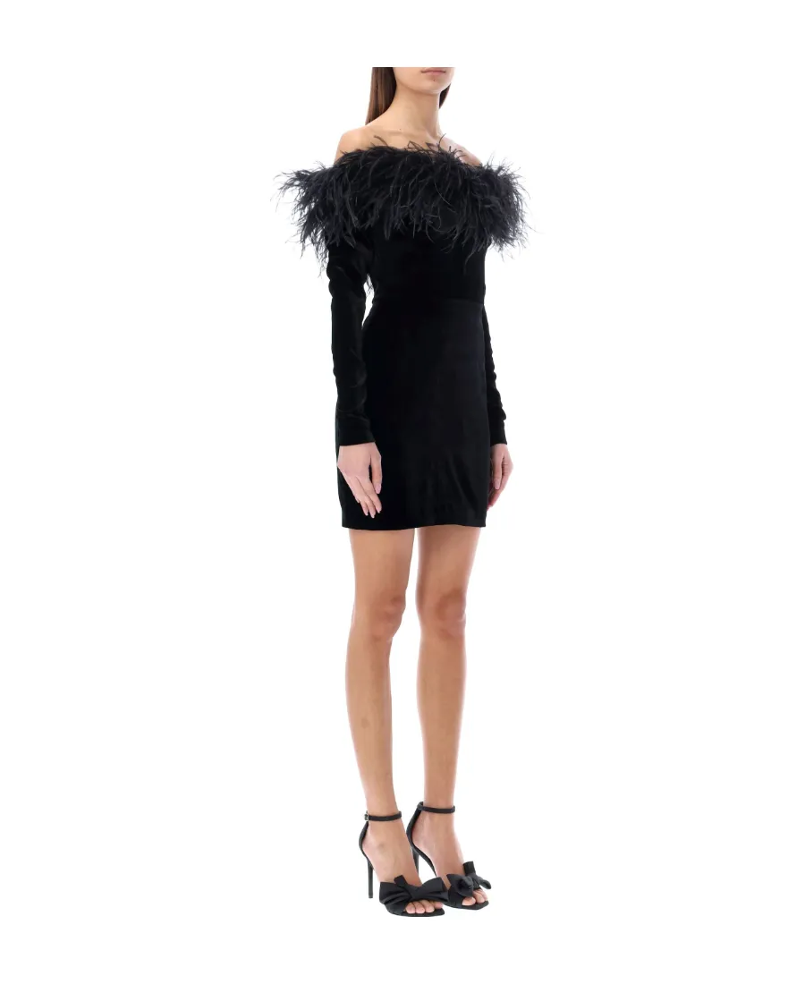 Wide Neck Velvet Mini Dress
