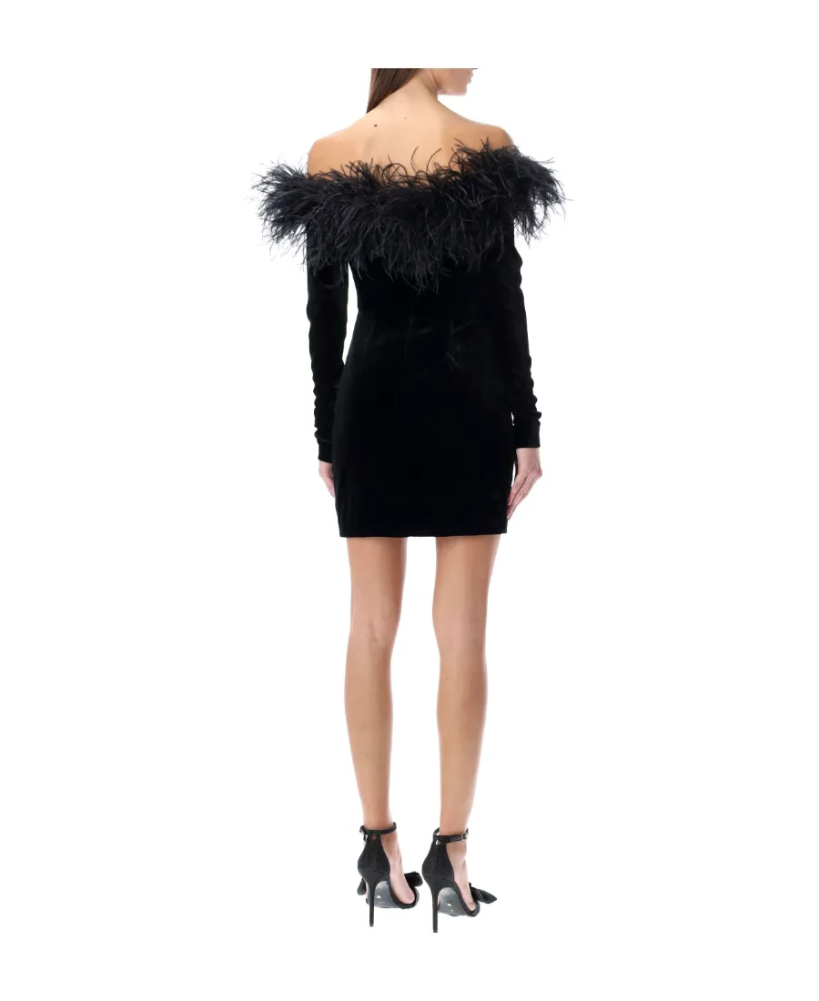Wide Neck Velvet Mini Dress