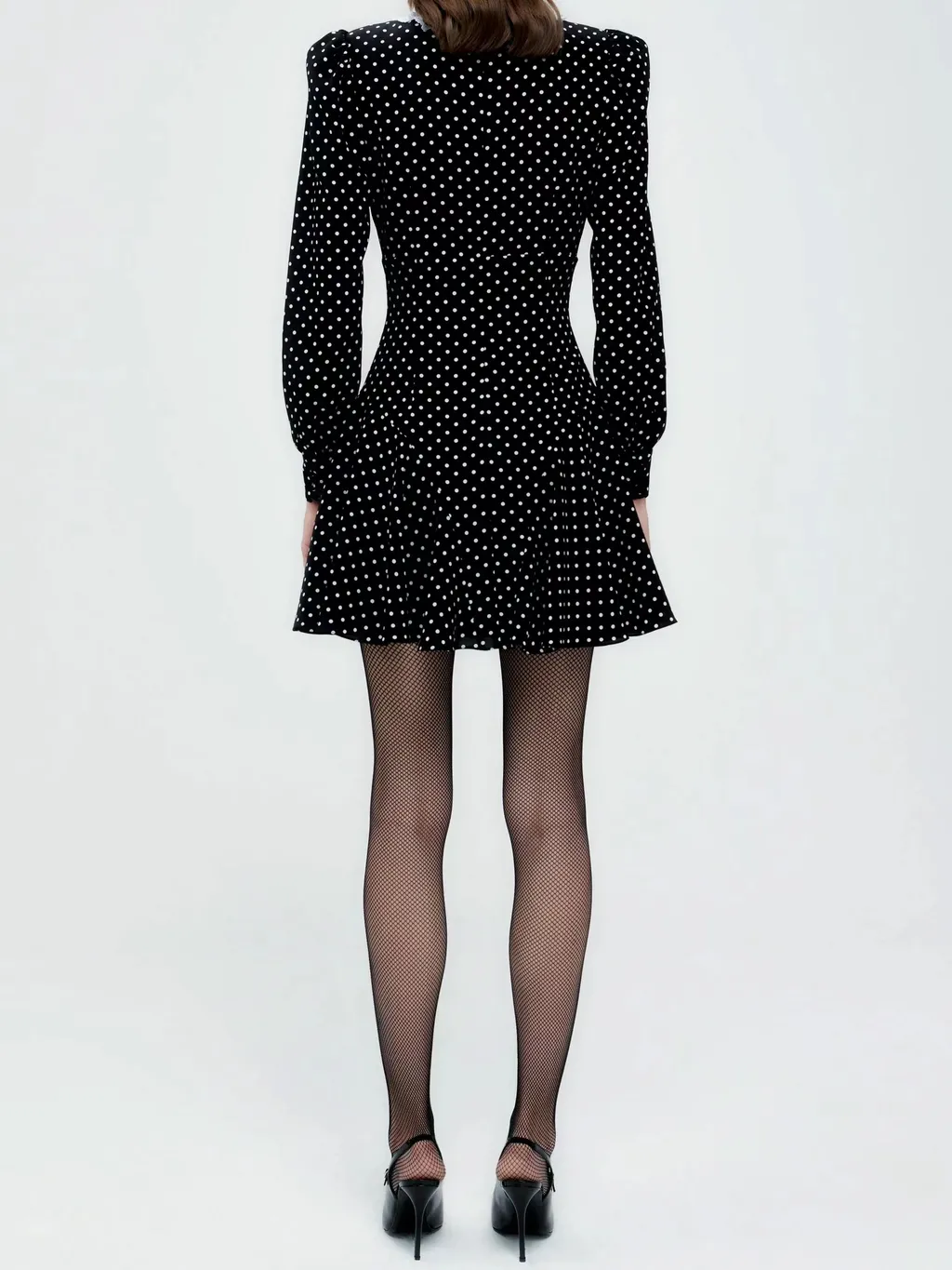 Lace-Trimmed Polka-Dot Mini Dress