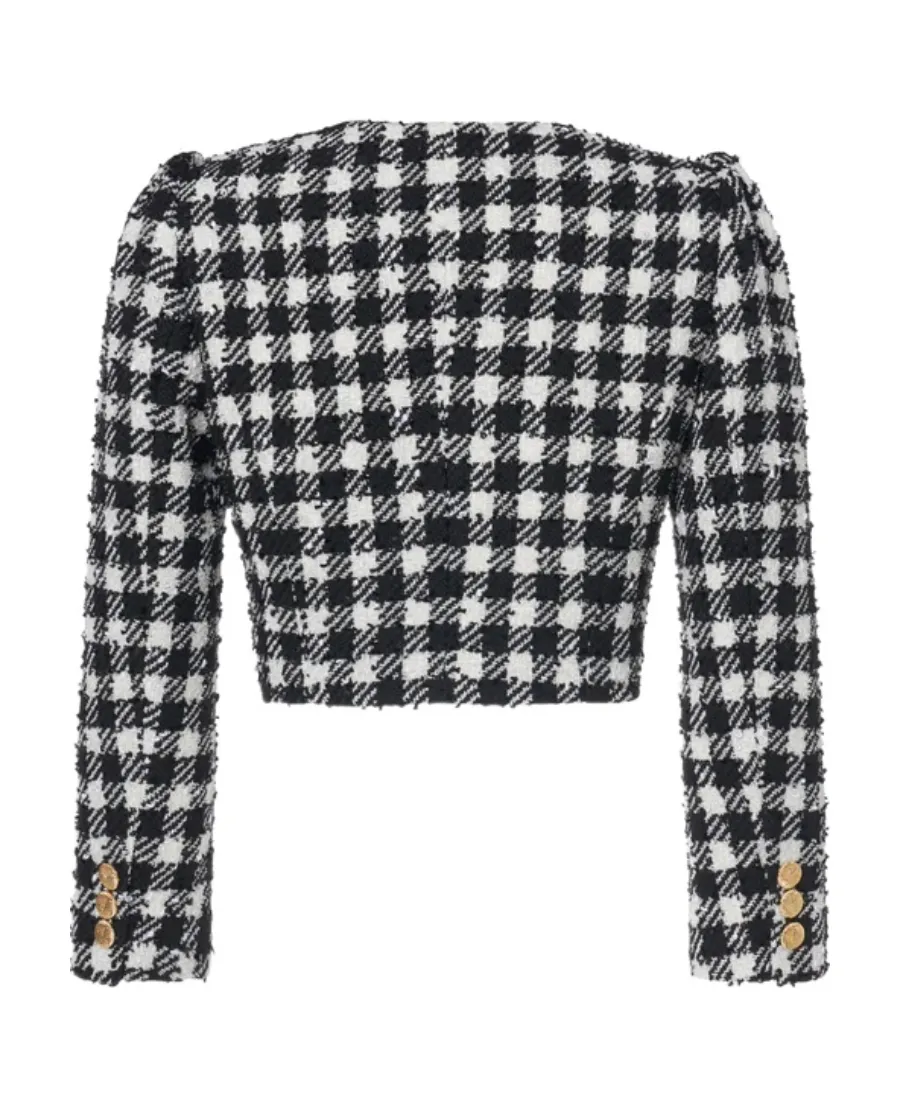 Vichy Tweed Single-Breasted Blazer