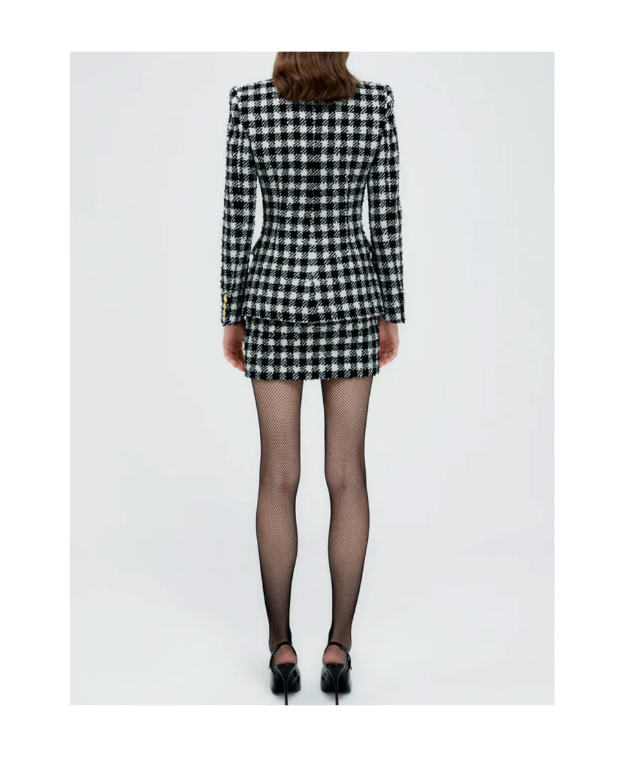Houndstooth Pattern Mini Skirt