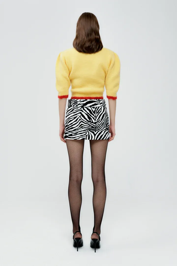 Zebra Printed Belted Mini Skirt