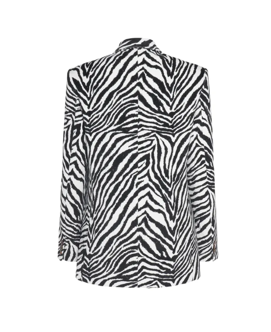 Zebra-Printed Single-Breasted Tailored Blazer