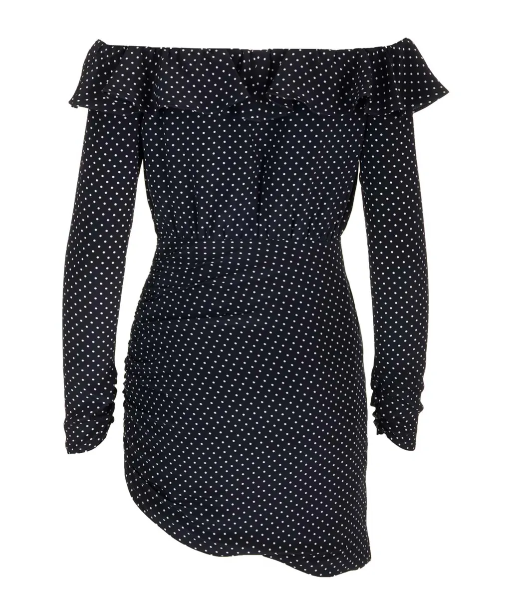 Ruched Polka Dot Printed Dress
